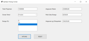 hitung cicilan dengan vbnet visual studio 2022 #10c