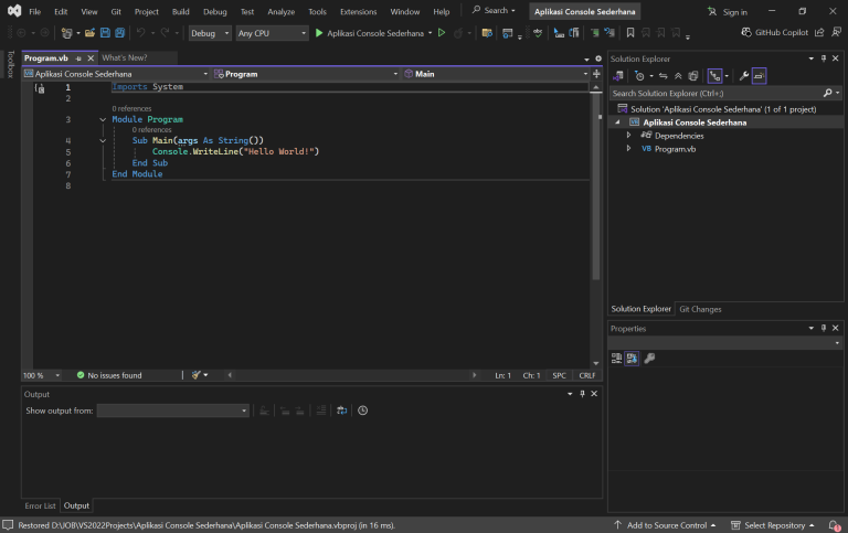 membuat project aplikasi baru di Visual Studio 2022 #5